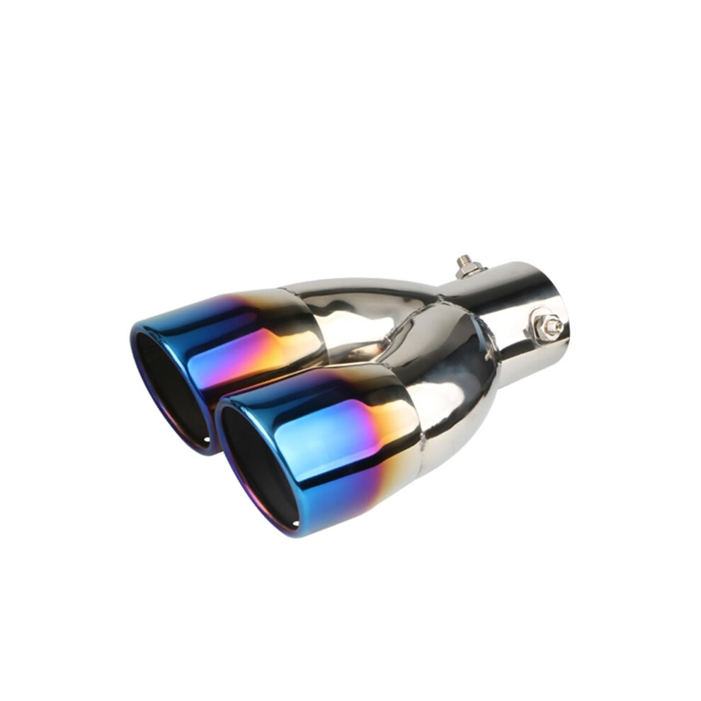Stainless Steel Dual Exhaust Tip Burnt Car Muffler Universal Double Outlet Rustresistant Blue 9001264150952