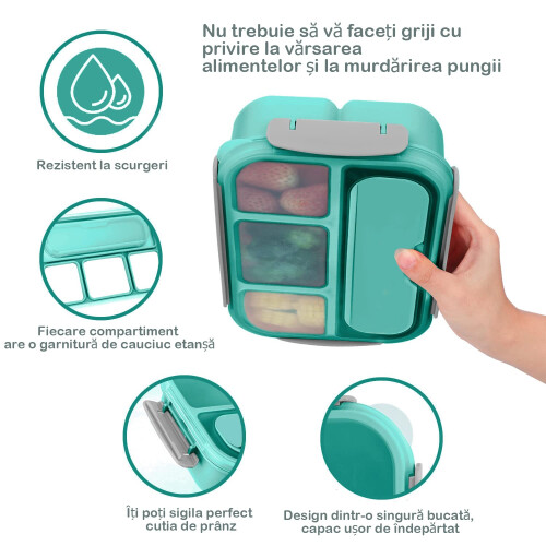 Bento Box για ισορροπημένη διατροφή, στεγανά δοχεία μεσημεριανού γεύματος τεσσάρων 2