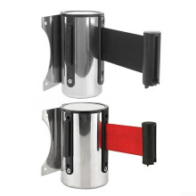 Safe area immediately with wall mounting tape, stainless steel stanchion queue barrier (black, 5 m)