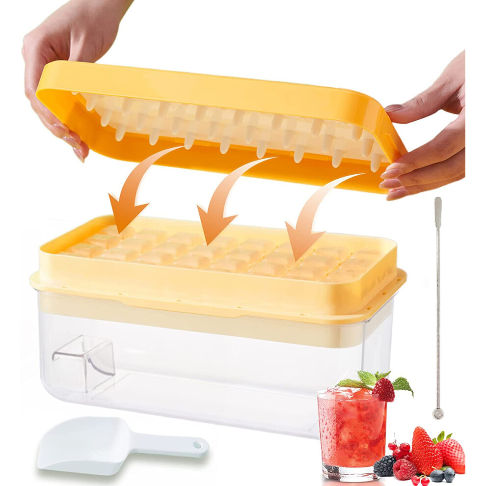 Creatively Designed Ice Cube Trays For Freezer, Food-Grade Material Stackable Design With Press Type Ice Cube Maker Airtight Lid Easy Ice Release For 9155353358252