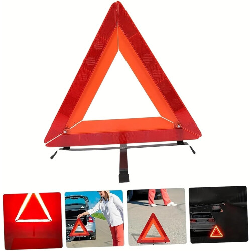 Safety Warning Triangles 2Piece Car Emergency Kit Reflective Plastic Tripod Stop Sign Red 1