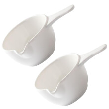 2Pcs White Ceramic Seasoning Dishes Stable Base Easy Clean Sauce Bowls