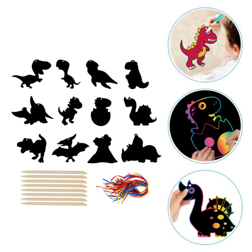 1 Set Dinosaurier Kratzpapiere Kinder Graffiti Bastelbögen 1