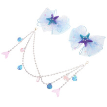 Mermaid Haarschmuck Irisierender Bow Clip Mit Quasten Himmelblau