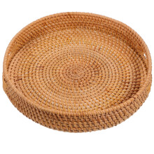 Round Rattan Tray 12 Zoll – Handgeflechtet Mit Hohlen Griffen