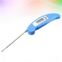 1Thermomètre De Cuisine Sonde Pliable Acier Bleu Écran LCD Clair