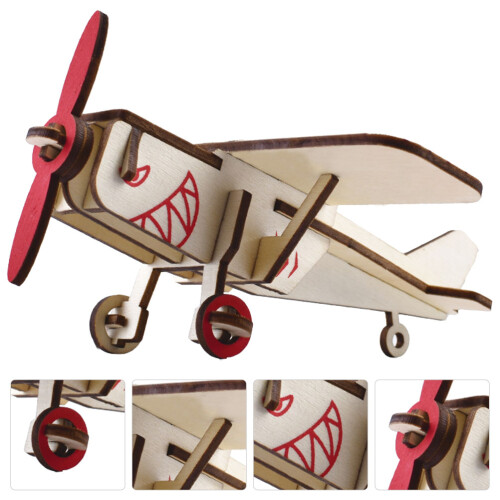 1 Set 3D Holzpuzzle Bastelbogen Flugzeug Für Kinder 2