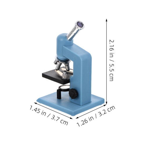 2 Piezas Microscopio Miniatura Plástico 1:12 Azul Para Escena 2