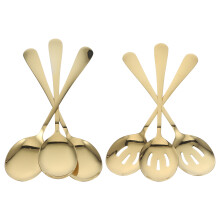 6Pcs Gold Stainless Steel Serving Spoons Set Slotted Spoons for Home