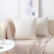 Pudebeskytter til sofa, boho stribet boligindretning superblødt flockingstribet corduroy usynlig lynlåsdesign ultrablødt corduroystof