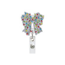 Sequins ABS Retractable Badge Holder Christmas Badge Holder-3