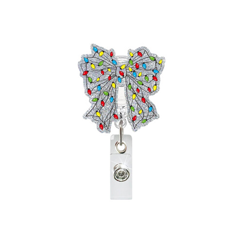 Sequins ABS Retractable Badge Holder Christmas Badge Holder-3