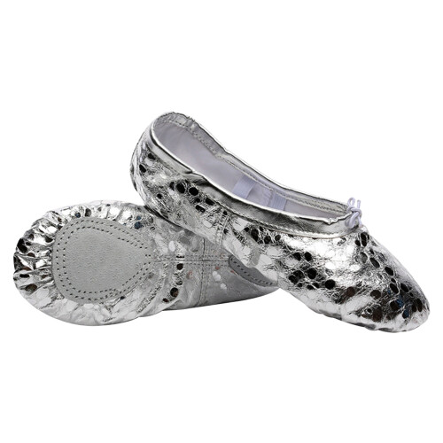 Pu- Ballettschuhe Für Größe 32 Silber Mit Rutschfester Sohle