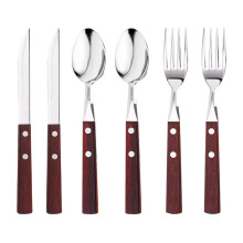 Exquisite Appearance Rustic Wooden Handle Cutlery Set, 18 8 Stainless Steel Utensils With Natural Wood Handle For Multipurpose Use