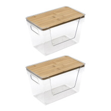 2pcs Multifunctional Stackable Clear Storage Boxes for Efficient Home Kitchen Organization and Space Saving Design L