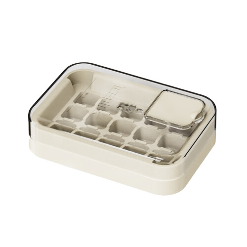 Reusablely Silicone Ice Cubes Trays Leakproofs Lid-Cream white
