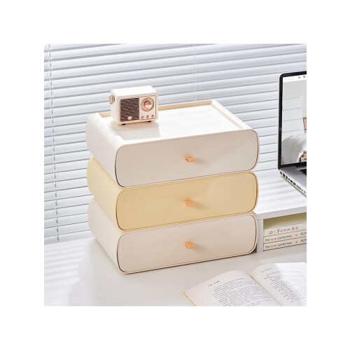 Stackable Clear Drawer Storage Box PP Silicone Materials Nonslip Base for Home Office Organization L bright yellow 1