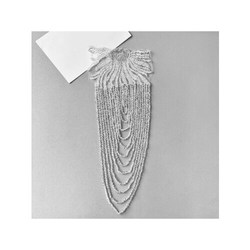 Pair Of Sequins Beads Fringe Shoulder Decorations For Adding Outfits Polyester Materials Easy Application Gold 1