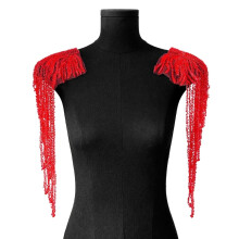 Pair Of Sequins Beads Fringe Shoulder Decorations For Adding Outfits Polyester Materials Easy Application Red