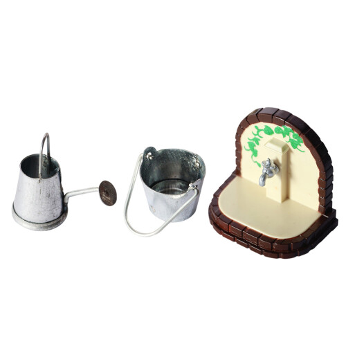 3Stk 1:12/1:6 Eimer Gießkanne Set Garten Deko 1