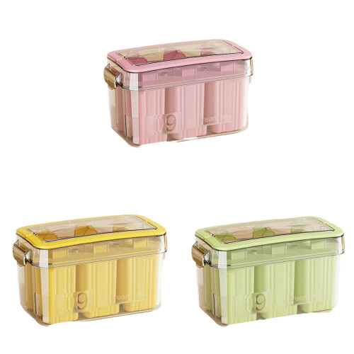 9 Compartment Plastic Popsicles Molds Safe Leak proof-Yellow 1