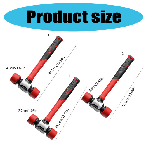 Quiet Striking Rubber Mallets Hammer Fiber Handle Grip-43mm 1