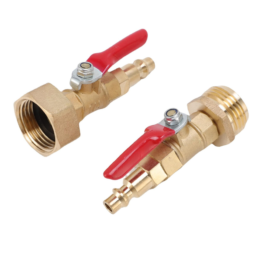 2 Pcs Rv Winters Blowout Adapter, Brass Winterproof Blow Valve With Quickconnect Plug Ball Valve For Boat Trailer 9105992436125