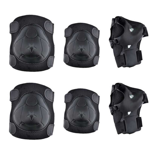 6 Kinder Rolskateset Helm S Zwart 1