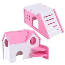 2 pvc huisjes knuffelrat, , dwerghamster (roze)