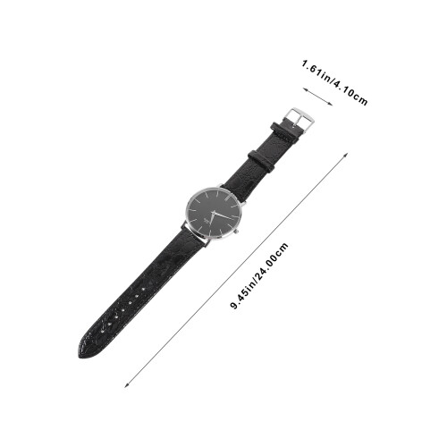 9140 Quartz Met PU Band Zwart 1