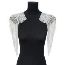 Pair Of Sequins Beads Fringe Shoulder Decorations For Adding Outfits Polyester Materials Easy Application Silver