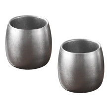 Set Of 2 304Stainless Steel Drinking Glasses-Retro silver