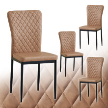 Set of 4 Dinning Chair High Back Office PU Brown
