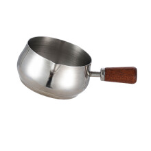 Stainless Steel Sauce Dipping Cups Wooden Handle For-Silver L