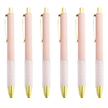 6pcs Retractable Ballpoint Pen Simple Signing Pen-Morandi pink