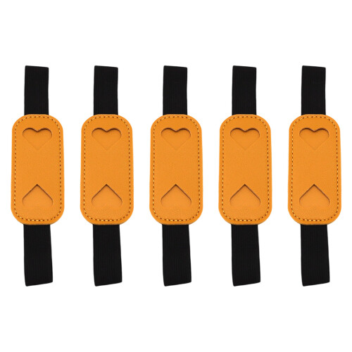 5Pcs Leather Pen Case with Adjustable Elastic Band-Yellow