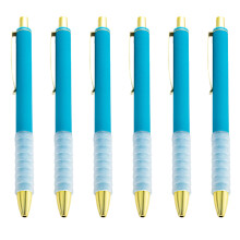 6pcs 1.0mm Simple Ballpoint Pen Stationery Pen Oil Pen-Sky Blue