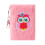 Bloc-notes Compact en fourrure, carnet de poche,-Chouette rose 1