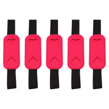 5Pcs Elastic Band Pencils Case Leather Pen Pouches for-Rose red