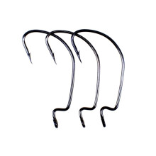 Angelzubehör 50 pieces soft bait offset fishing hooks carbon steel wide bend (Color : 1/0)