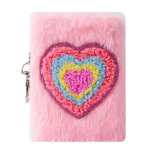 Bloc-notes Miniature en fourrure, carnet d'écriture,-Amour rose