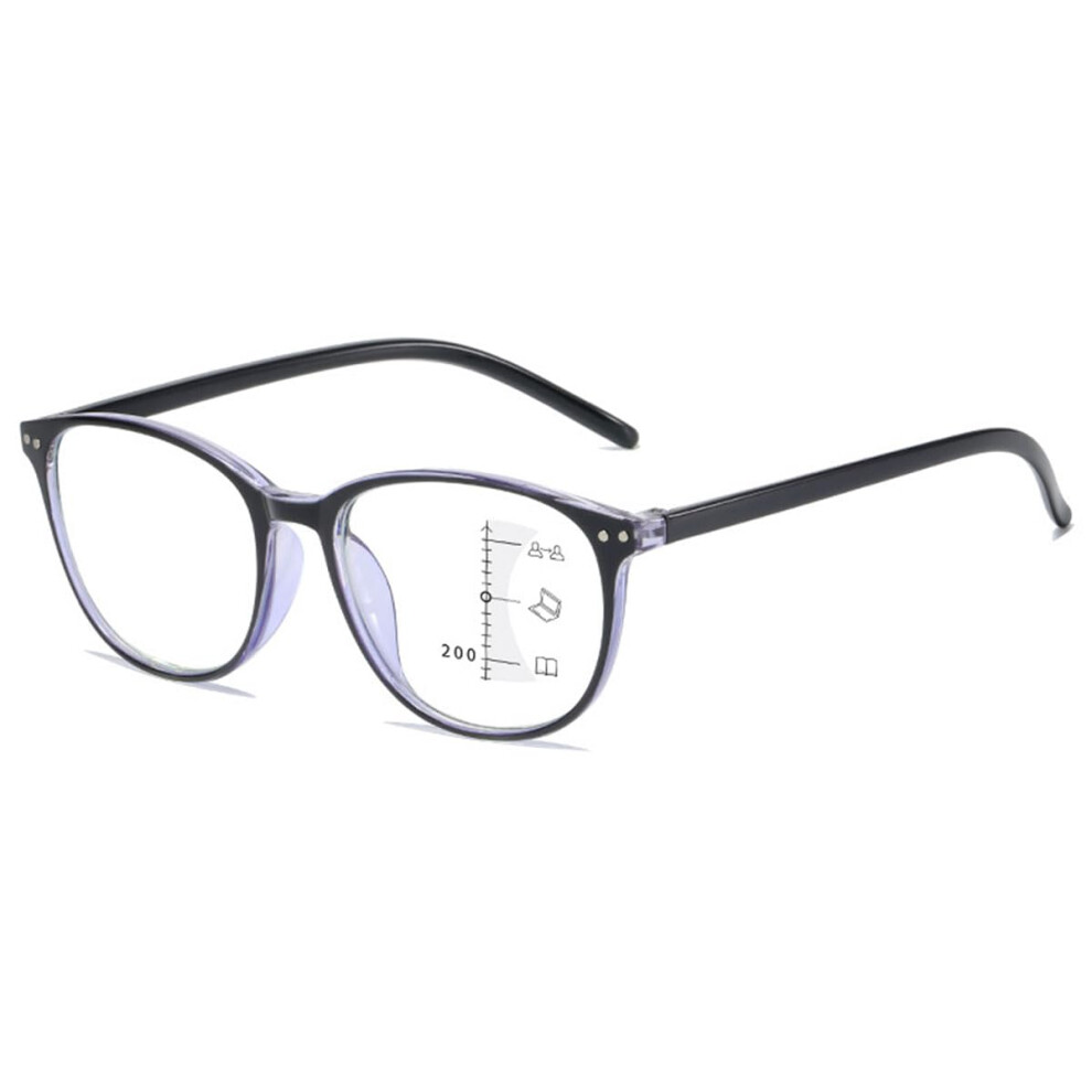 Light Progressive Multifocus Reading Glasses, Antiblue Visual Aid, 1.04.0 N 1X Blackblue 2.5X