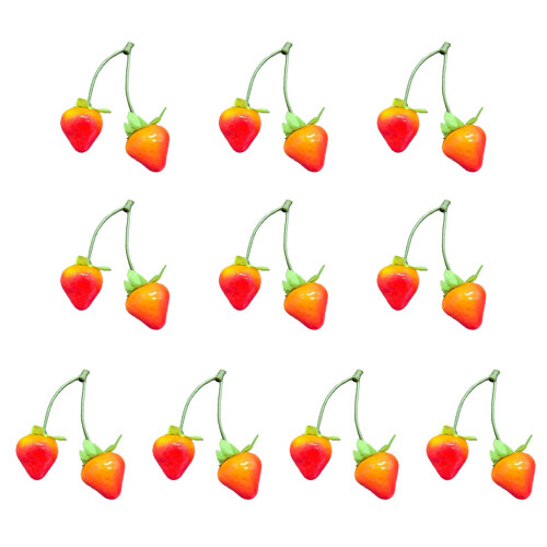 Packung mit 10 künstlichen Erdbeeren, buntes