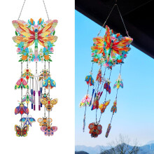 DIY Diamond Painting Sun Catcher Wind Chime Set Butterfly Rotating Hanging Ornaments Garden Window Decor Model 0404