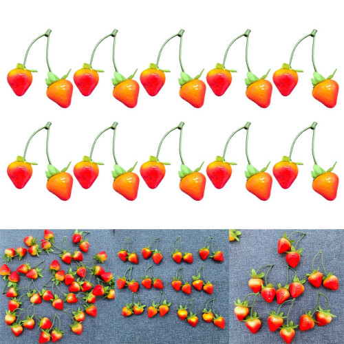 Packung mit 10 künstlichen Erdbeeren, buntes 1