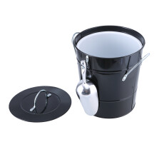 Eiskübel mit Schaufel und Deckel, Getränkewanne für-Schwarz