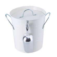 Eiskübel mit Schaufel und Deckel, Getränkewanne für Partys,-Weiß