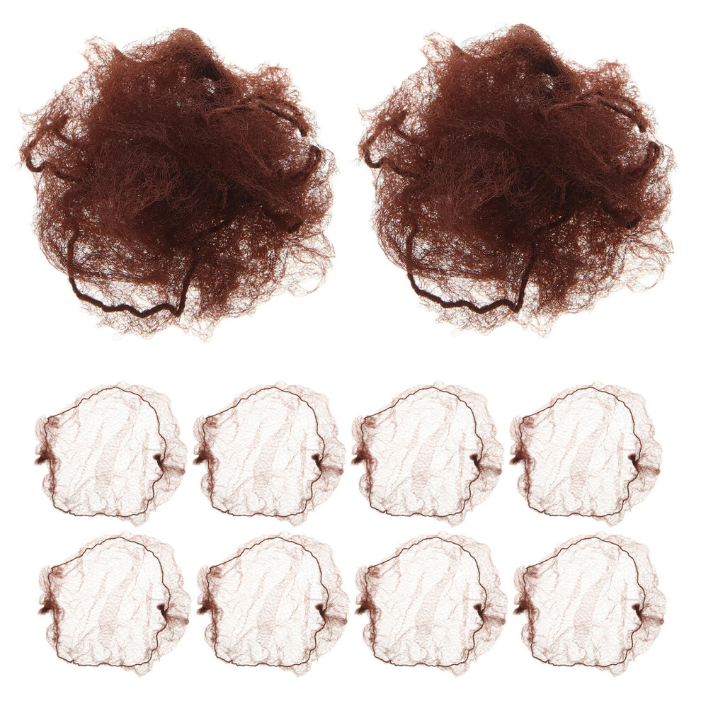 Iplusmile 10Pcs Elastic Brown Hair Nets For Buns Mesh Hair Bun Cover For Women