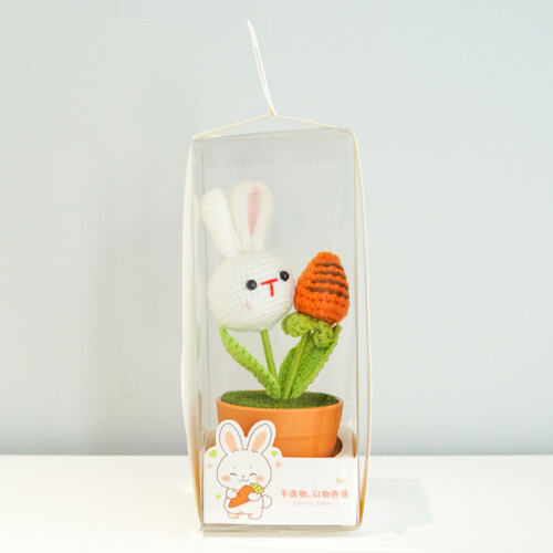 Wunderschön handgefertigte Hasen, gehäkelte Blumen, Topfpflanze, 2