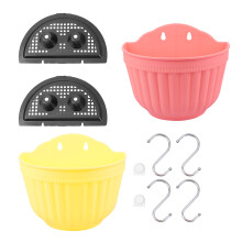 2Stk Kunststoff Mit Haken Für Wand Garten Pink Gelb